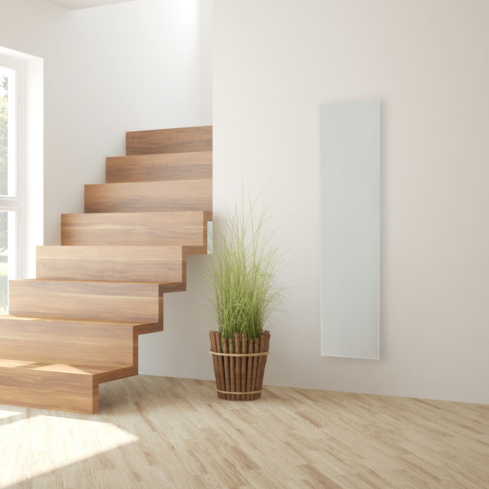 ZenSwiss Niedrigenergie-Infrarotheizung 280W, 30 cm x 120 cm, elegantes matt weisses Design für Wandmontage.